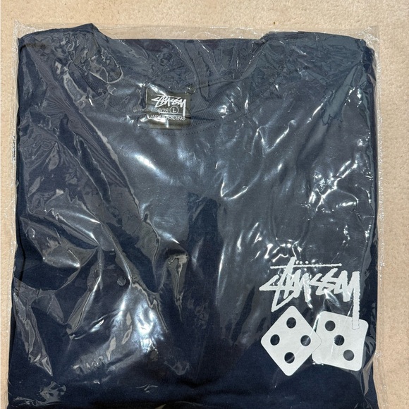 Stussy Dice Navy Tee with White Logo L - Picture 6 of 6